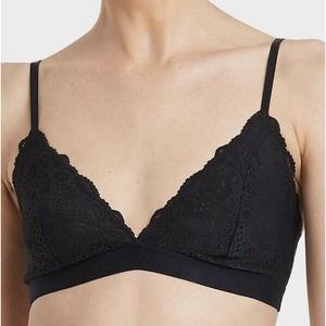 Set of 2 Colsie Women's Lace Triangle Bralette Black Size Medium  NWT